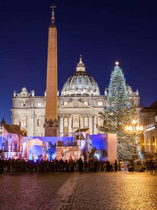 St. Peter’s Basilica at Christmas in Rome, Italy