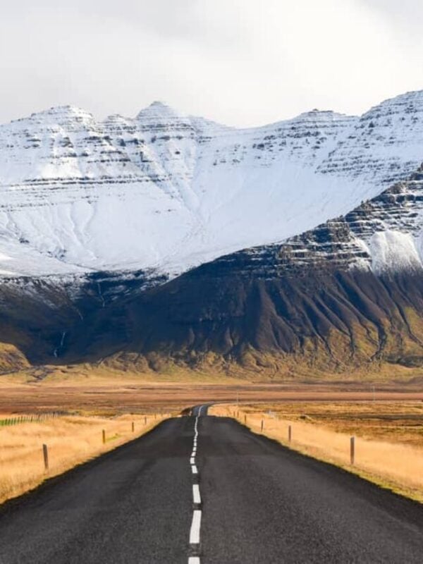 Empty road in late fall Iceland